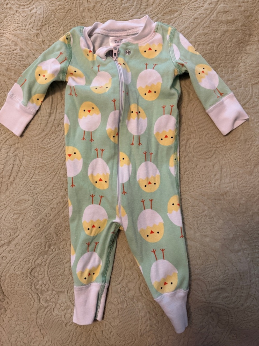 Hanna Andersson - Baby One-Piece Zip Footless Sleeper - Green Chick Print